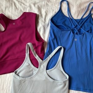 Lululemon Tank Lot | Size 8 | Ribbed + Strappy | 3 Tops | EUC